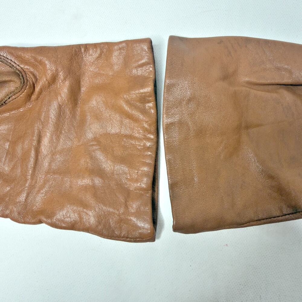 Vintage Honey Brown Leather Winter Dress Gloves Womens size S/M Lined - Picture 7 of 12